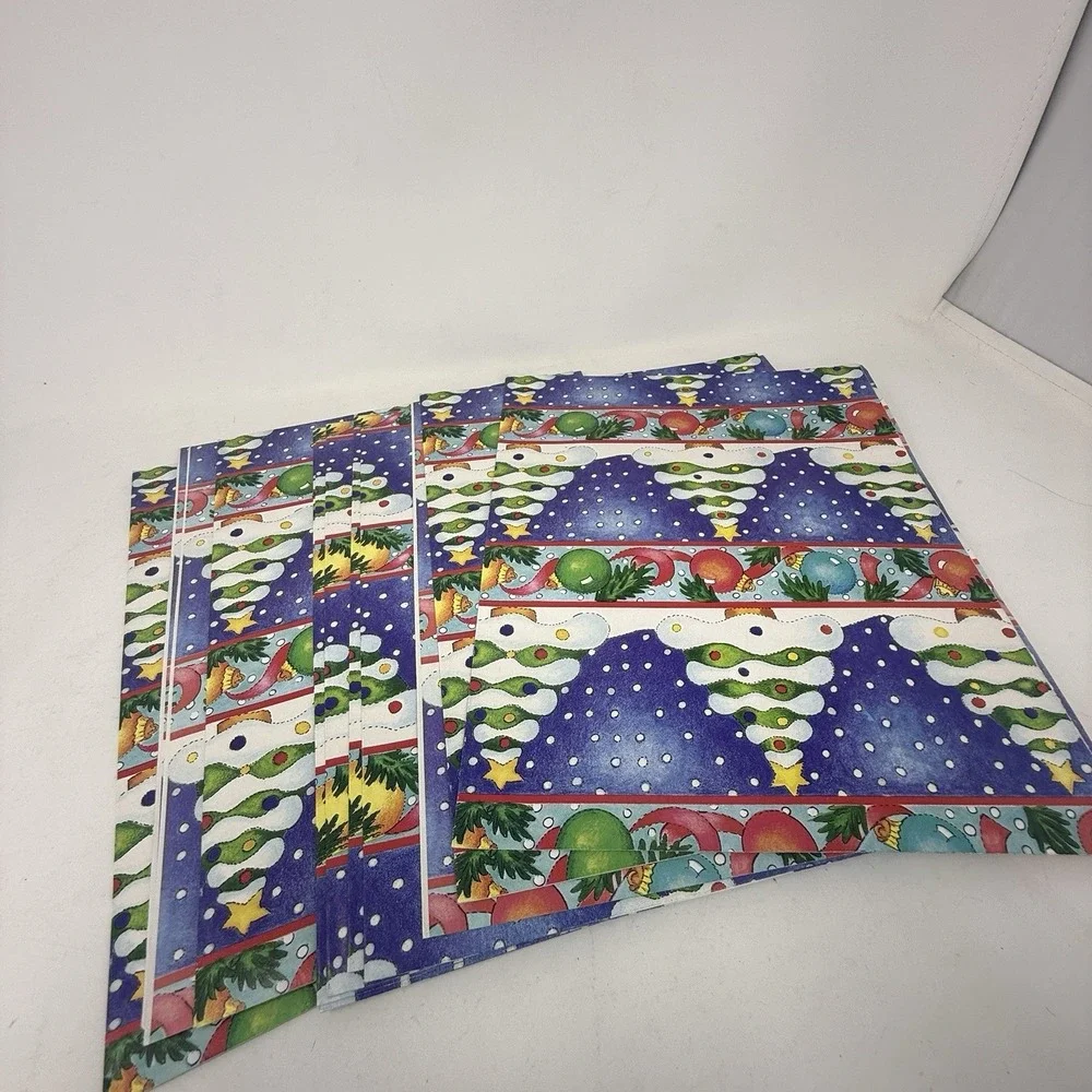 Vintage Christmas Wrapping Paper Gift‎ Wrap - Green Trees Ornament 12 - 19